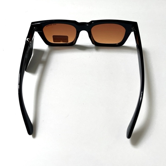 NWT True Religion Square Sunglasses Black Acetate Frame Orange Lens Logo OS - Picture 4 of 7